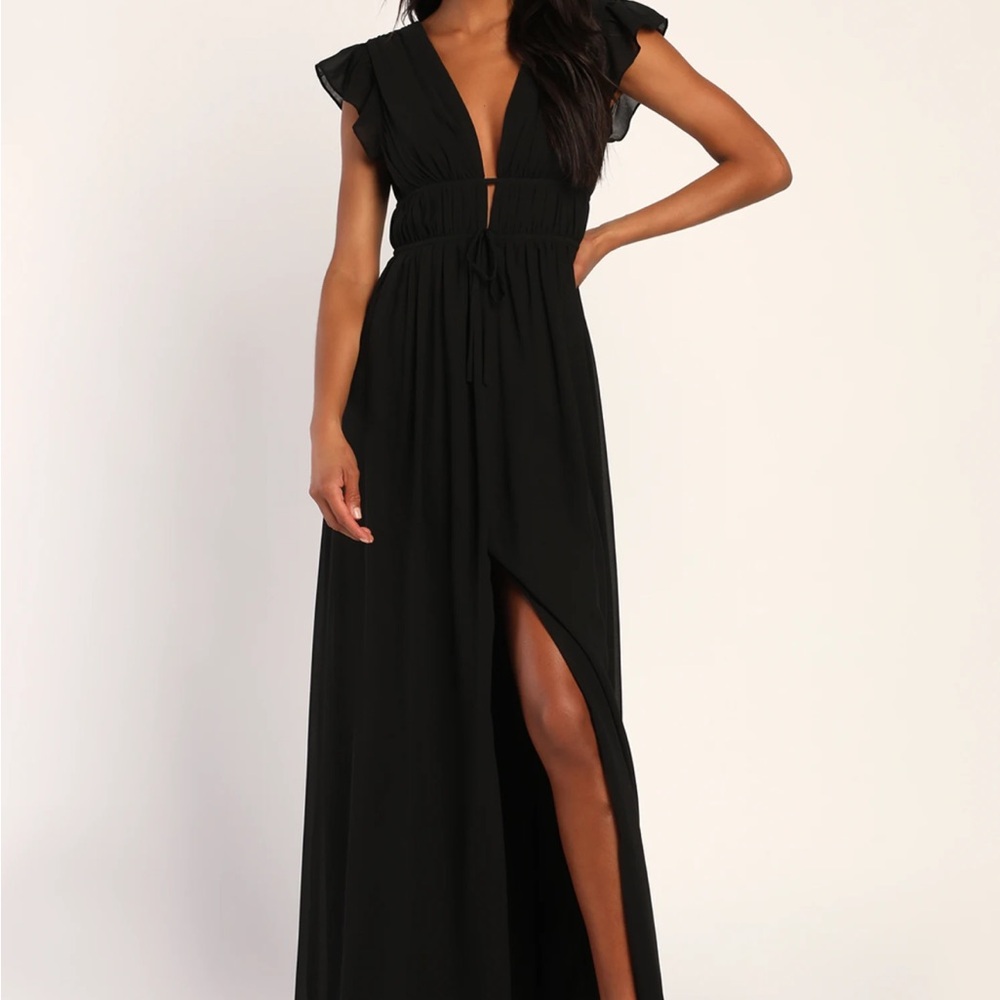 Lulu’s black ruffled maxi dress